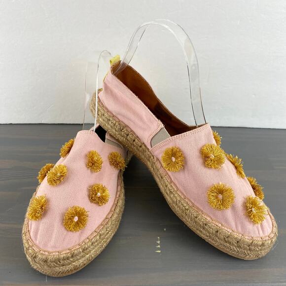 Silvia Cobos Soil Mocasines Floral Espadrille Flat Women Sz 12 Pink Leather NEW - Picture 1 of 11